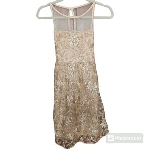 Crystal Doll Champagne Lace Dress Size 16